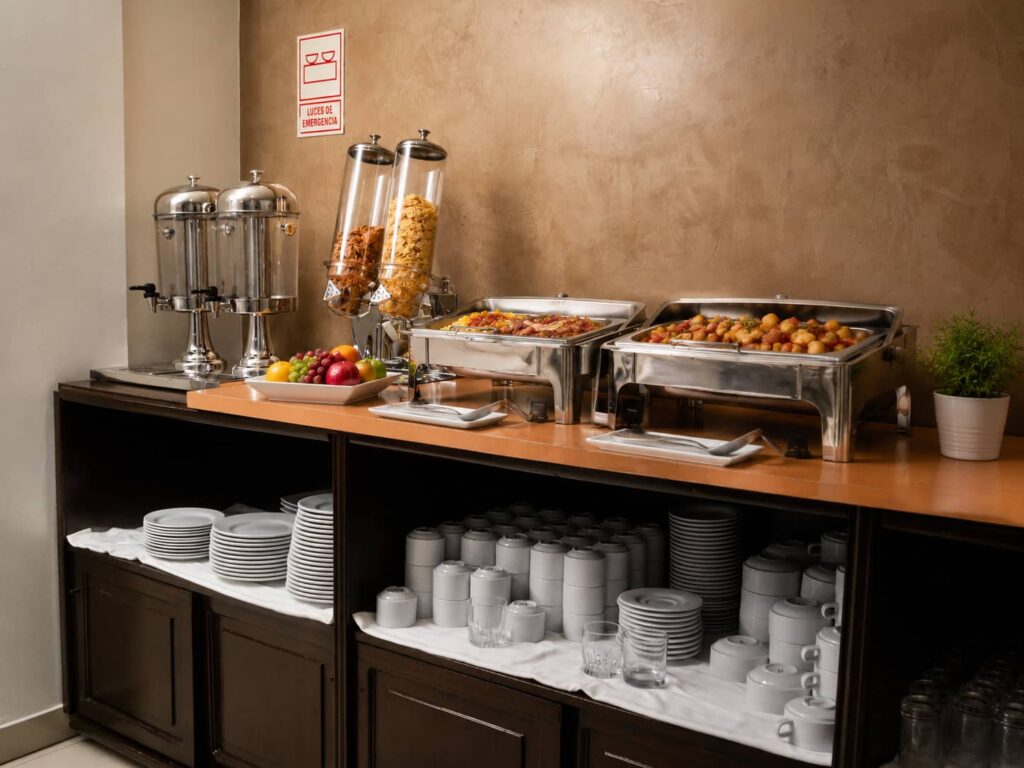 Buffet de desayuno en hotel con servicios completos en piura win and win