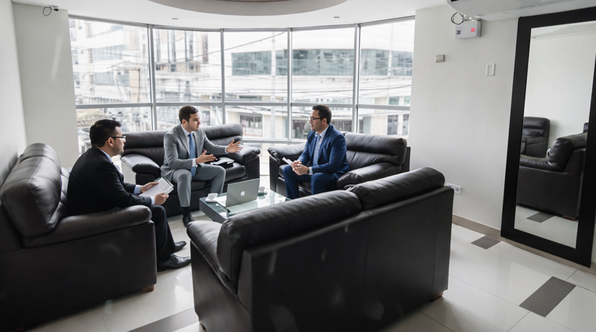 área de reuniones en uno de los hoteles de negocios en piura